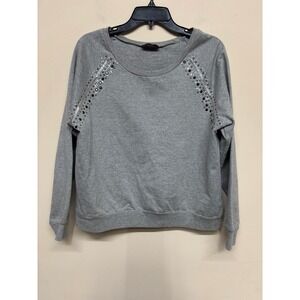 mark Women XL Gray Studded Sweatshirt Long Sleeve Scoop Neck Casual Pullover Top